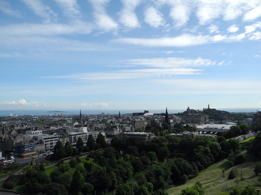 Edinburgh city view from Edinburgh Castle in Scotland