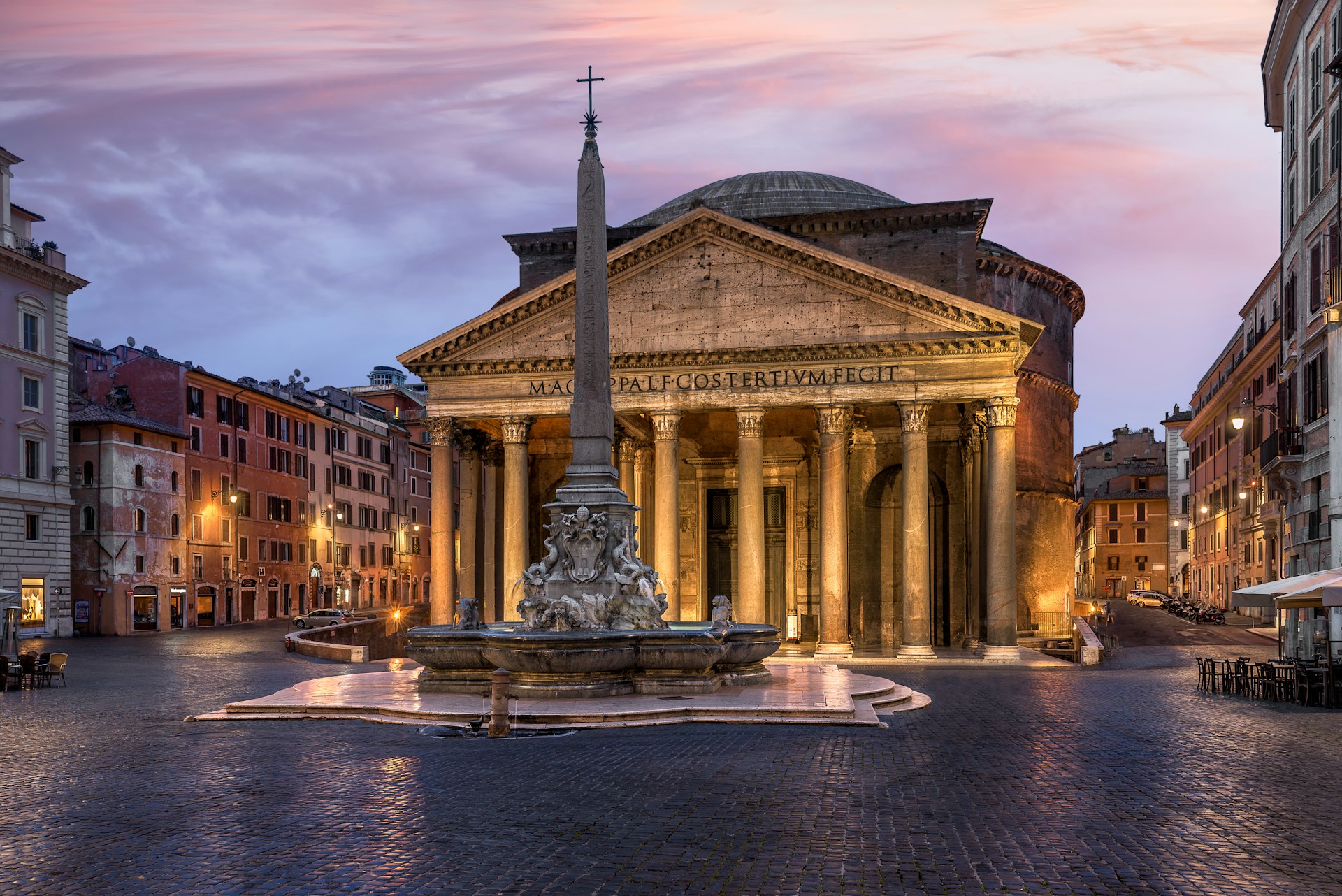 Pantheon in Rome at sunset