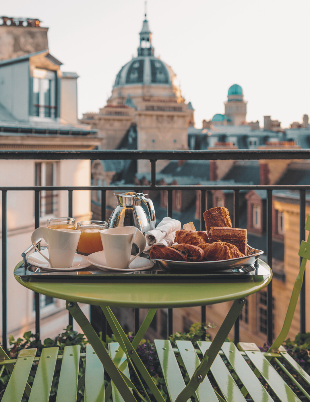 european breakfast with a view